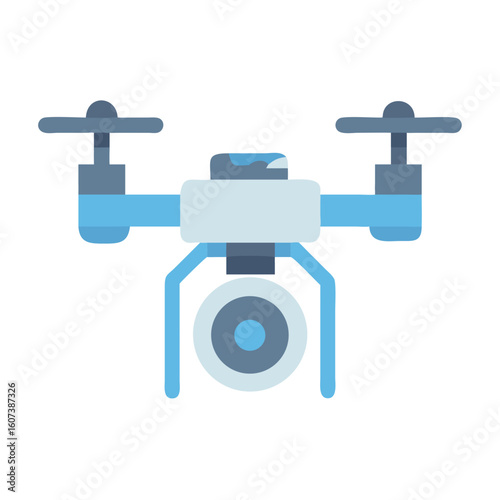 Simple illustration of a drone with camera on black background