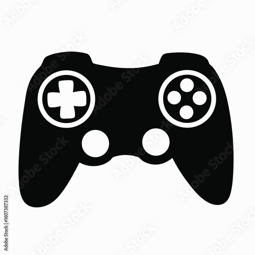 Black and White Vector Game Controller Icon gamepad