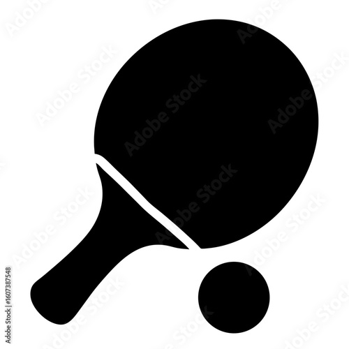 Silhouette of a Table Tennis Paddle and Ball Ready for a Match
