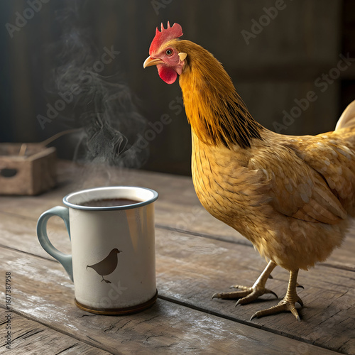 Picturesque illustration of a brown chicken