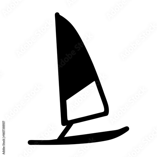 Windsurfer illustration showcasing watersport activity and minimalistic graphic design element for recreation