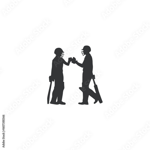 Cricket players silhouette giving high five after good game match