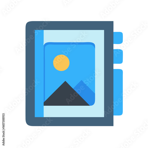 Flat style organizer with landscape and geometric design elements