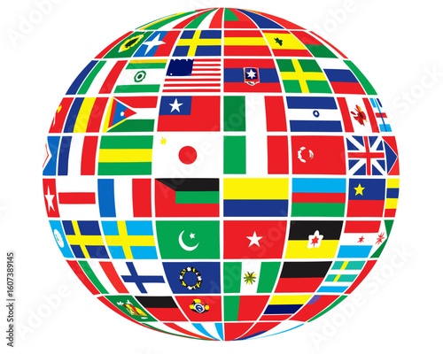 international flags on Globe Clipart - International Vector Design