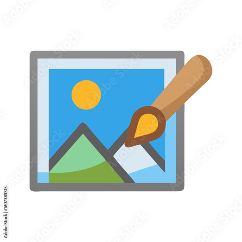 Artwork creation or digital painting process flat design concept