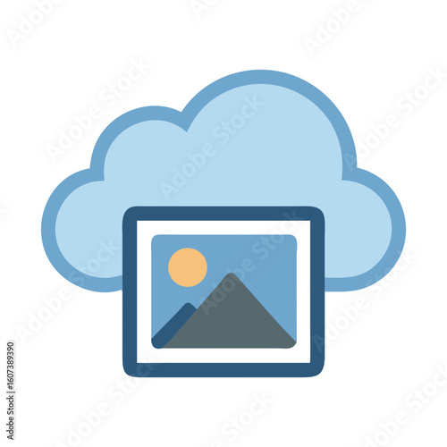 Cloud storage platform interface graphic icon with landscape image