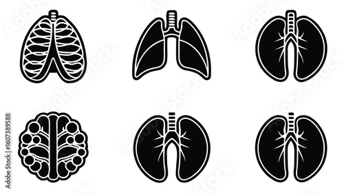 Human organs icon Set of stylized illustrations of Clipart Silhouette
