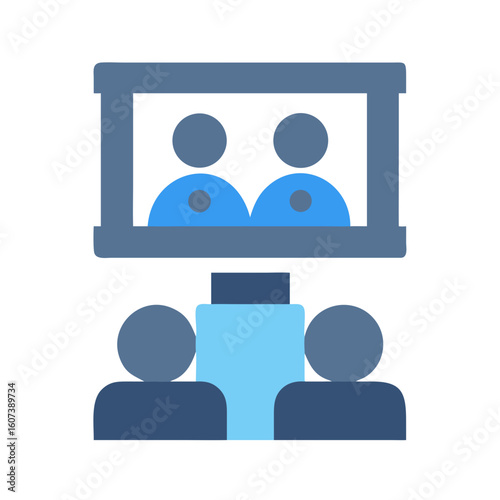Flat illustration of remote team meeting video conference graphic