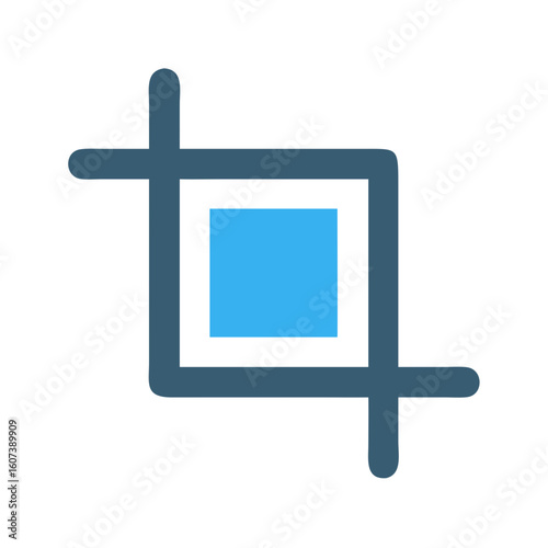 Digital crop icon square with handles on black background