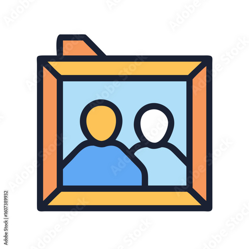 Stylized portrait of two people in a picture frame
