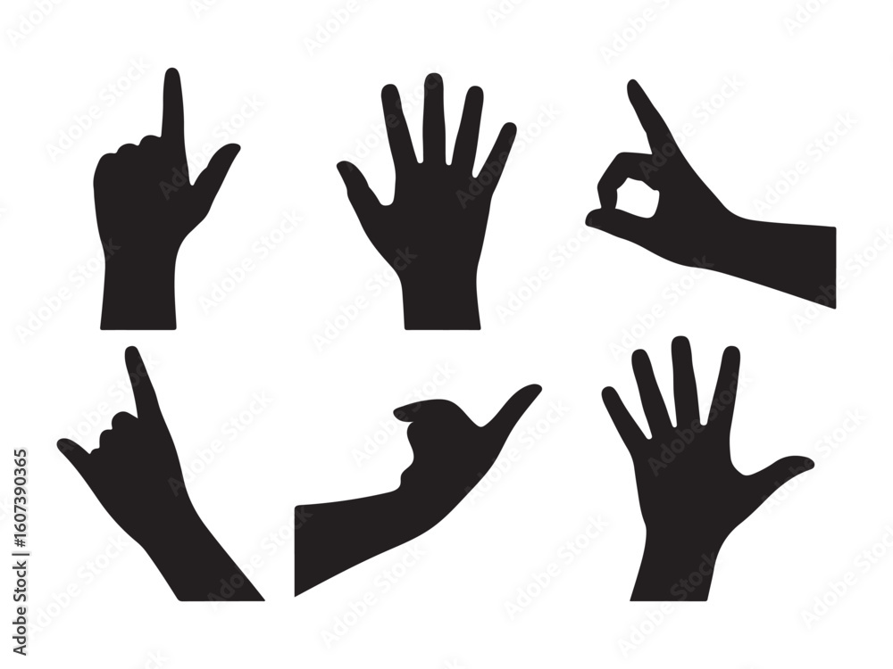 Obraz premium Simple Black Silhouette Hand Gestures