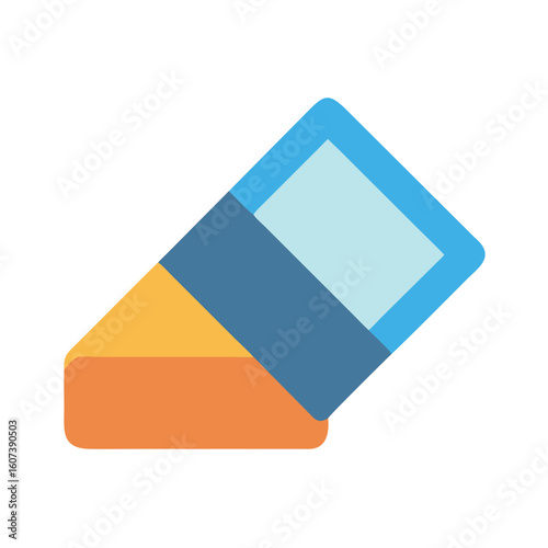 A flat illustration of an eraser on a black background