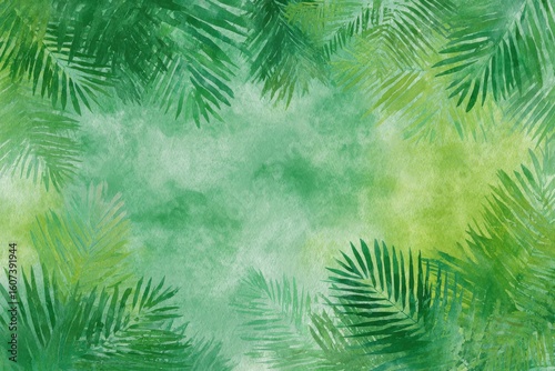 Lush green watercolor textures for vibrant tropical themes and nature-inspired designs, perfect for eco-friendly projects and organic aesthetics