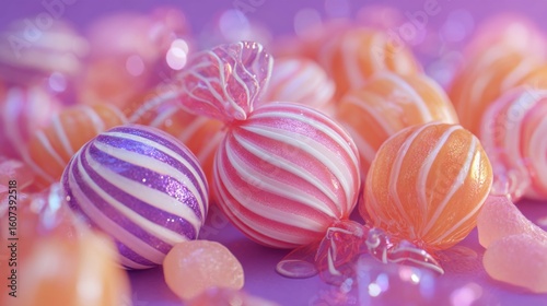 Vibrant Selection of Striped Candy in Pink and Purple Tones