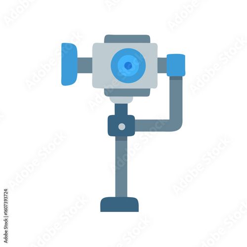 Flat vector camera on a stand on black background