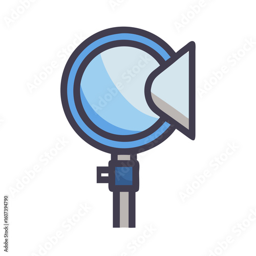 Circular light with reflector on a stand graphic icon