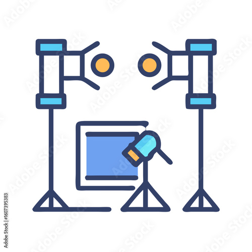 Flat icon studio setup for video or photography production
