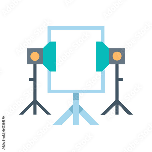 Stylized studio lighting setup against a solid black background