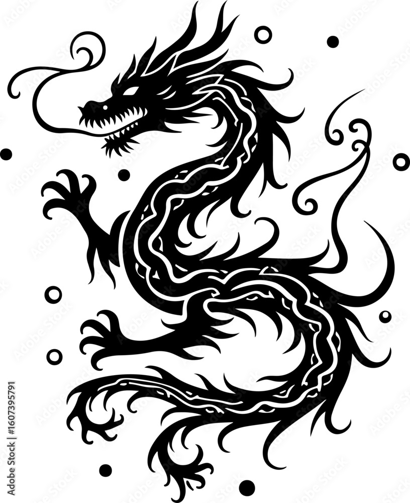 dragon, tattoo, flame, Vector design dragon, tattoo, flame, Vector design