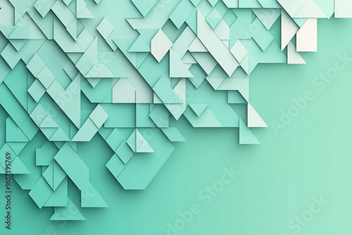 Calming teal gradient with abstract geometric shapes