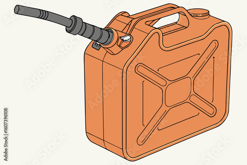   orange plastic fuel can, gas can, diesel canister, gasoline container, portable fuel storage, automotive accessory, realistic 3d render