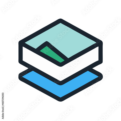 Geometric layers icon presenting a stackable visual concept