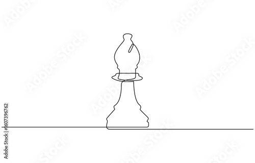 Continuous one line drawing of bishop chess piece vector illustration. Editable outline