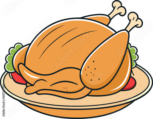 Vector illustration of a delicious chicken meat, and fresh ingredients, perfect as a food icon