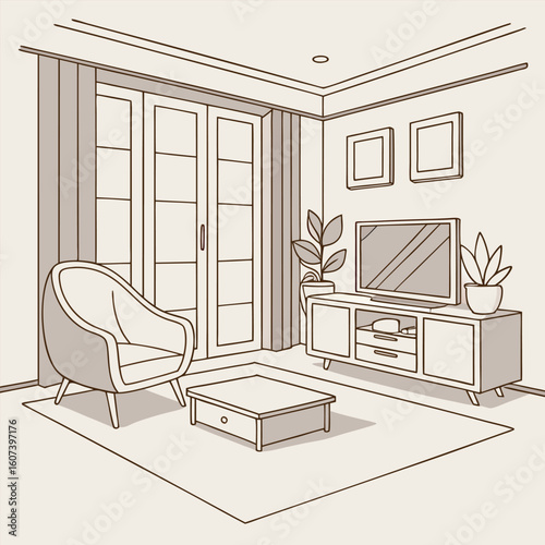 Interior of living room 3d free online design.