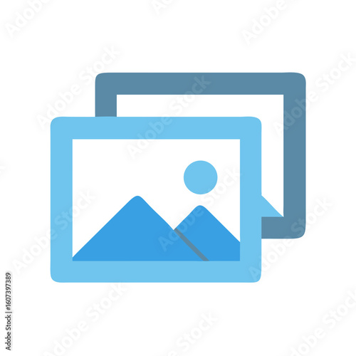 Blue image icon showing nature landscape on dark background