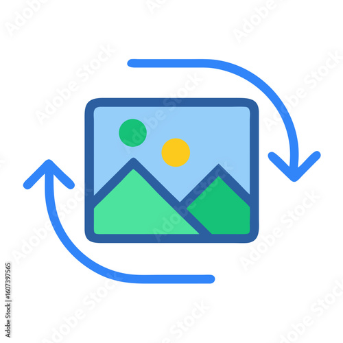 Sync image illustration on black background with blue arrows