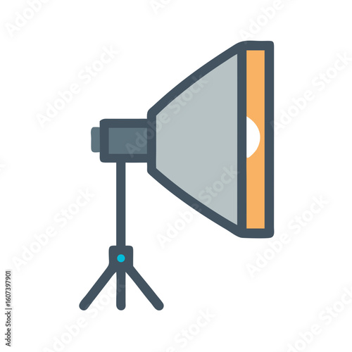 Flat design studio lighting softbox isolated against black background
