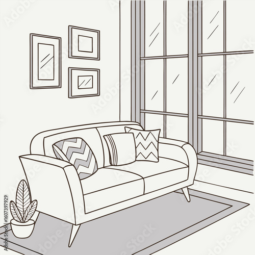 Modern bedroom interior sofa set free online design.