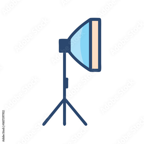 Studio softbox light on a stand with black background