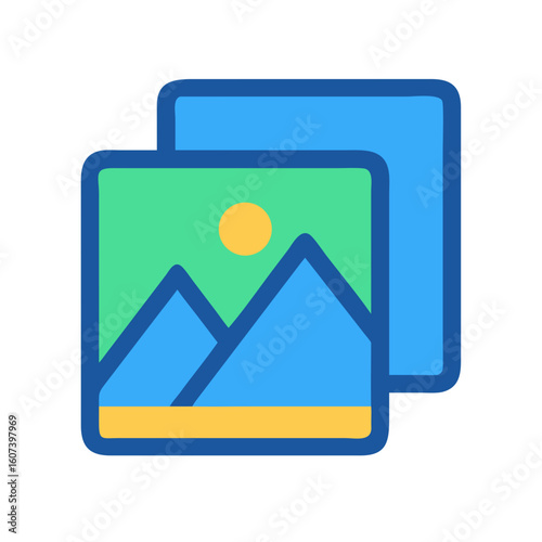 Flat design landscape icon representing photos and image uploads