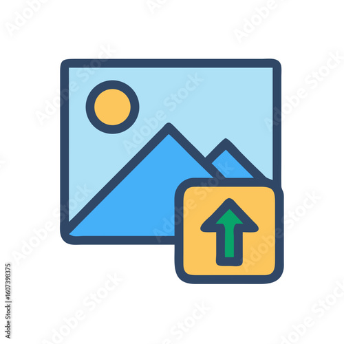 Image upload icon representing the file transfer process