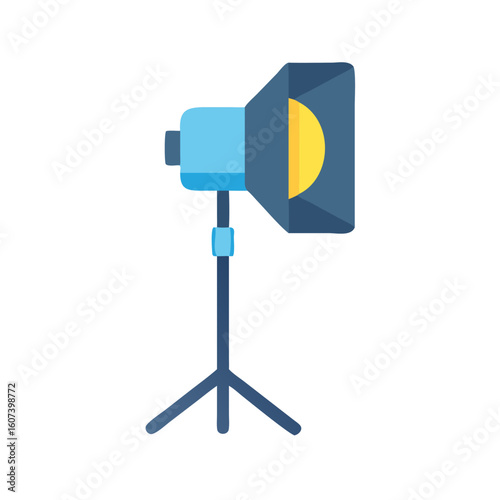 Stylized studio light with stand on a black background