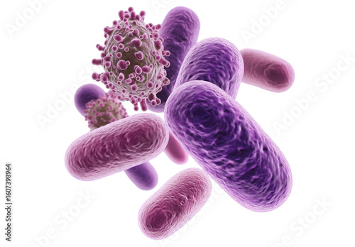 Microscopic Bacteria Organism Isolated on White Background