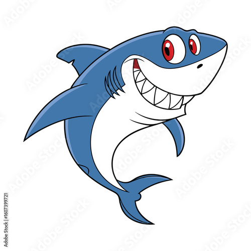 Cartoon Smiling Shark – Funny Ocean Predator Vector Illustration
