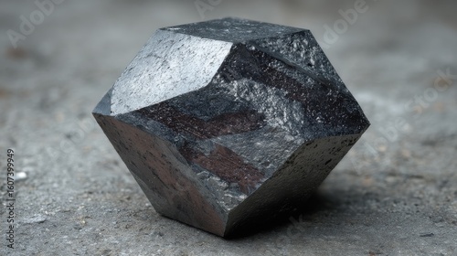 Gunmetal hematite crystal facet mineral geometry texture for geology, jewelry design, or abstract art. Metallic and angular pattern.