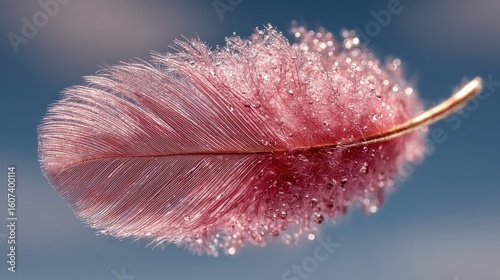 Blush pink floating feather delicate weightless texture for fashion backgrounds, artistic designs, or lightness themes. Soft and ethereal element.