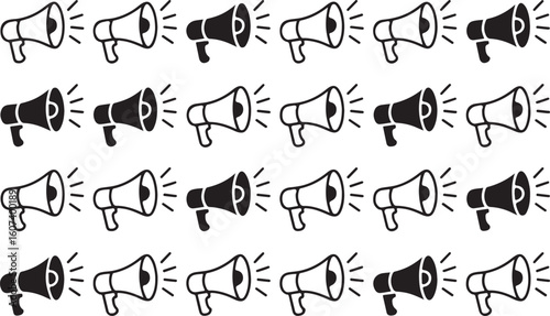 Black white megaphone announcement sound bullhorn communication
