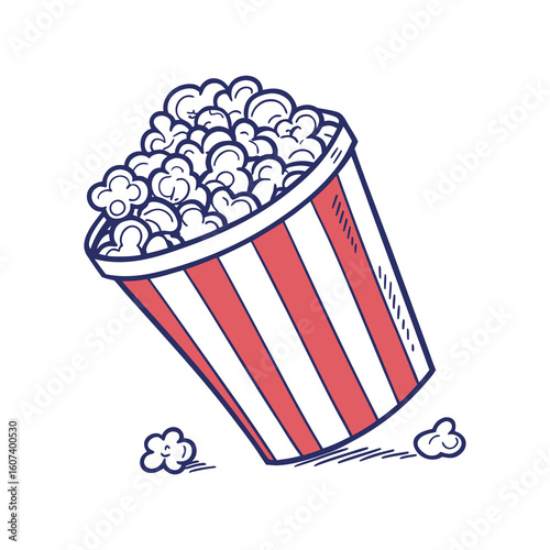 Popcorn and Film Reel – Cinema and Movie Night Vector Illustration
