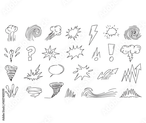 Hand drawn weather and natural disaster icons illustration seamless pattern vector design for creative projects and background purposes