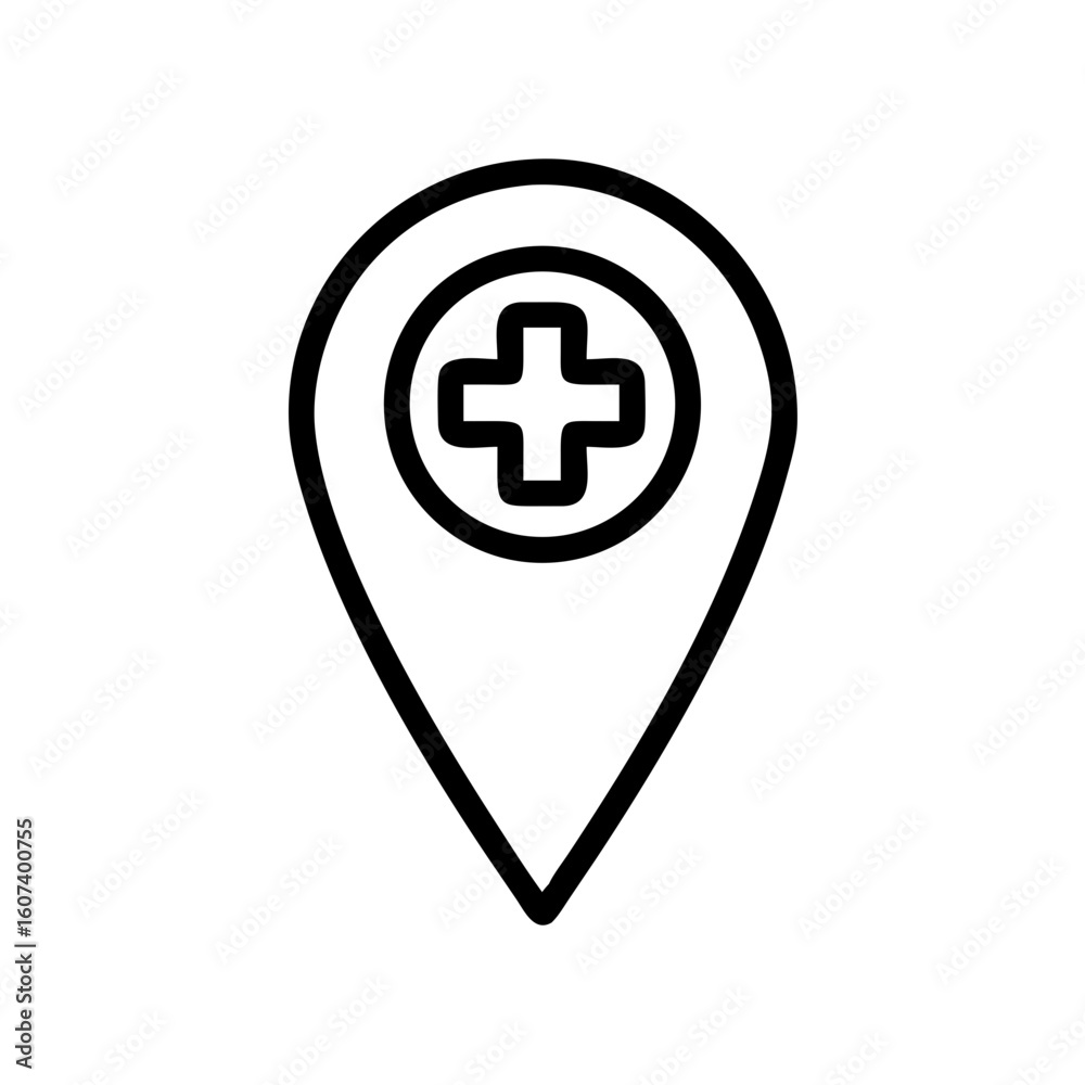Medical Location Pin line art vector on transparent background Medical Location Pin line art vector on transparent background