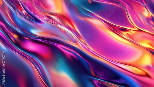 Abstract liquid metallic flows in vibrant, iridescent colors