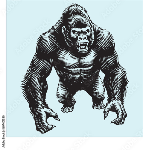 Vector silhouette image of a king kong 