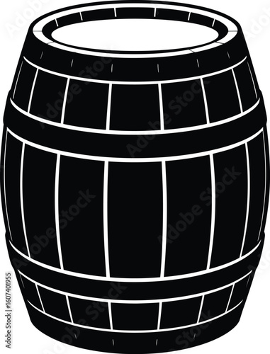 Barrel Icon – Wooden Container Silhouette Illustration

