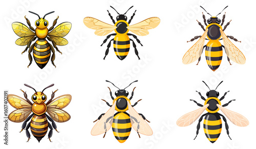 Bee collection, vector illustration. 