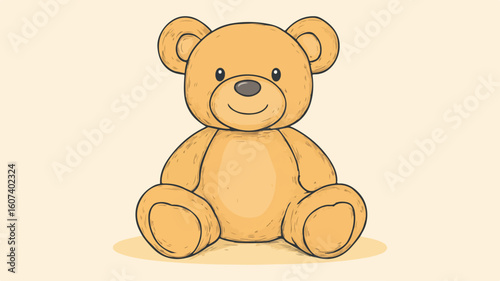 Simple Line Vector of Adorable Plush Teddy Bear - Perfect Gift Idea